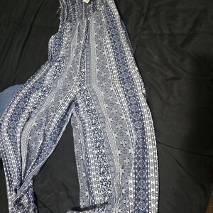 Women's Blue Patterned Jumpsuit